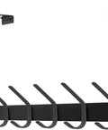 Over The Door Hook Rack With 12 Heavy Duty Hangers, Matte Black Door Organizer for multi-purpose storage, metal design, side view.