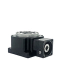 Right Angle Rotary Actuator With Killer Torque For Robot Arms Delivering Smooth 360 Degree Hollow Shaft Rotation Built Tough For Dead Serious Precision Motion Control, black housing and silver top.