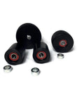 Killer Delrin Wheel Set Slaps Onto Your 2X72 Belt Grinder With A Rock Solid 4 Inch Drive and Five Eighths Inch Bore for knife making.