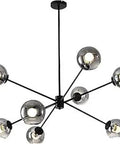 Eight Light Mid Century Modern Sputnik Chandelier with Glass Globes in Smoke Gray Dope Hanging Pendant Light
