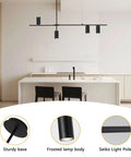 Dope Matte Black 4 Light LED Track Lighting Kit with Adjustable 4 Way Ceiling Mount in modern kitchen setting.
