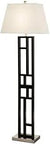 64 Inch Black And Brushed Steel Floor Lamp With Geometric Sculptured Metal Frame And Empire Shade Ultra Modern Contemporary Lighting