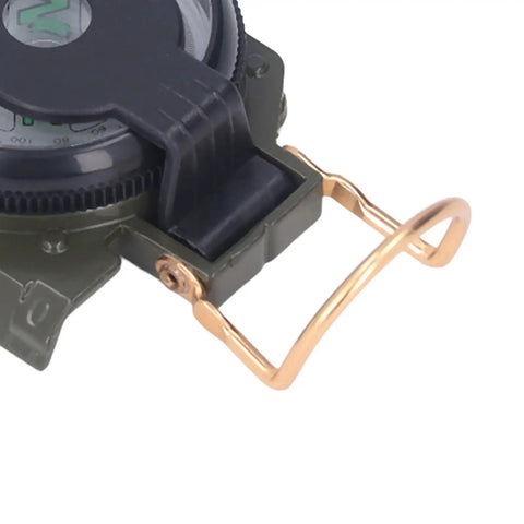 Close-up of Durable Alloy Survival Compass With Metal Cover And High Accuracy North Indicator for outdoor navigation