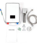 Instant 4500W Tankless Electric Water Heater With LED Display 110V On Demand Hot Water For Shower Kitchen And Bathroom Self Modulating Energy Saving Compact White with accessories