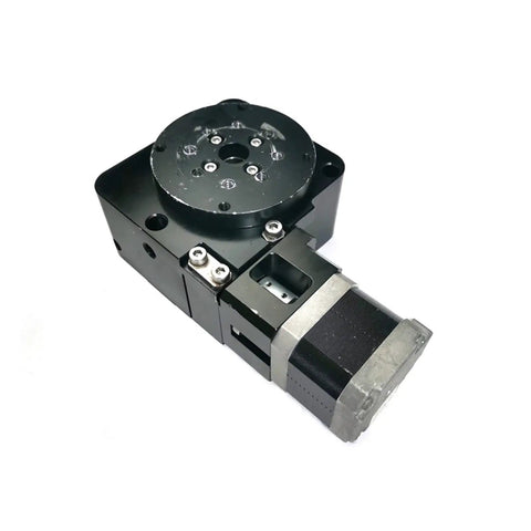 Used Pro Grade Motorized Rotary Positioning Stage With 42 Stepper Motor Turntable, 360 Degree R Axis Rotation, detailed view.