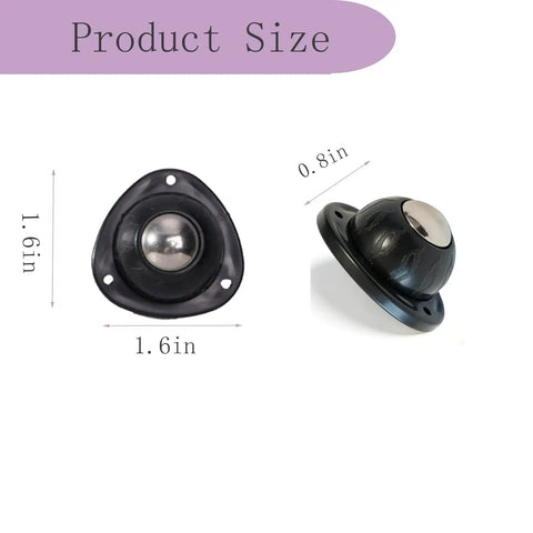 Product size details of Heavy Duty 12 Pack Stainless Steel Ball Casters with measurements.