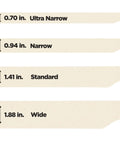 Comparison of Contractor Grade Tan Masking Tape widths, including 0.7 inch Ultra Narrow version, 60.1 yards