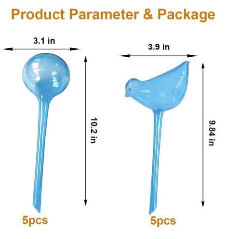 10 Piece Self Watering Bulbs Set For Indoor And Outdoor Plants, Automatic Drip Irrigation Planter Inserts, product size.