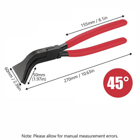 Three Piece Sheet Metal Bender Pliers Set For Roofing And HVAC Ductwork, Carbon Steel Hand Seamer 45 Degree with Measurements