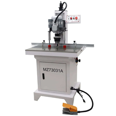 INTSUPERMAI 110V pneumatic hinge boring insertion machine, front view with foot pedal