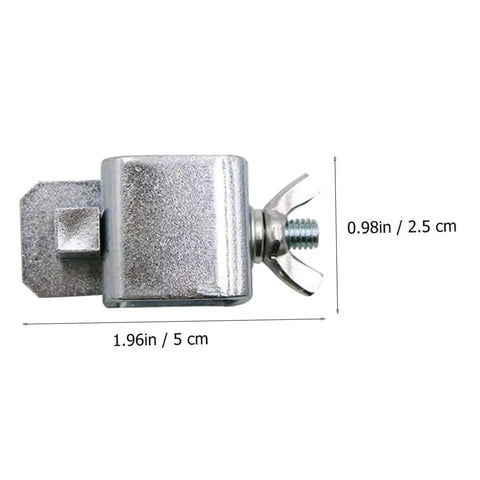 Superior Butt Welding Jigs For Sheet Metal And Auto Body Work Includes Eight Heavy Tack Welding Clamps. Close-up of a metallic tack welding clamp measuring 1.96in by 0.98in.