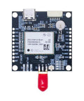 Top view of RTK GPS Module For Drones With Centimeter Level Positioning, electronic board and red antenna visible.