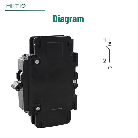 AC Miniature Circuit Breaker 15 Amp 120V 240V 1 Pole DIN Rail Mount 35mm UL489 Listed HCB1U60 MCB side view with diagram