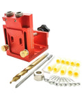 Go To Carpenter Pocket Hole Jig Kit With Angled Drill Guide And Beefy Woodworking Joinery Clamps Built From Heat Treated Aluminum Alloy, components visible