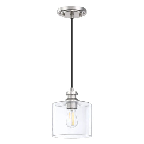 Single pendant from Three Pack Vintage Hanging Pendant Lights With Brushed Nickel Finish Handblown Clear Glass Classic Farmhouse Style