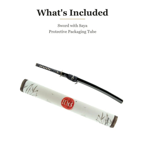 Wakizashi Iaito For Iaido Training, Unsharpened Stainless Steel Sword With 21 Inch Fuller Blade, with saya and packaging tube.