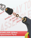 Top Notch Plasma Cutting Torch Consumables Kit Set With 10 Electrodes And Nozzles Plus Brackets For CUT-60DS PRO Machine Built To Last Tough, parts shown separately.