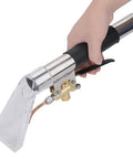Hand holding stainless steel Carpet and Upholstery Extractor Wand for Auto Detailing and Hand Vac Deep Clean Car Seats Sofas Home Water Extraction