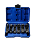 Premium Heavy Duty 12 Point Deep Groove Socket Wrench Set 6 Piece Black Alloy Steel Tool Kit in blue storage case with sizes visible.