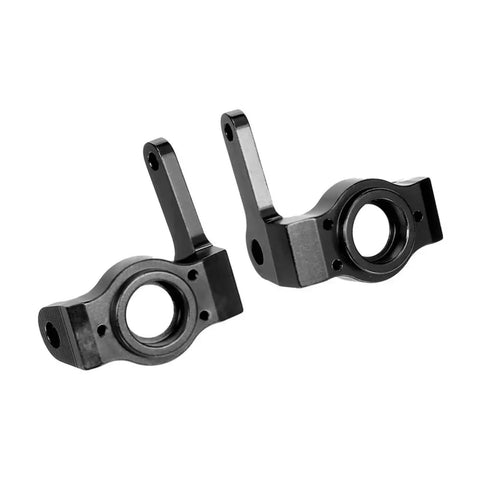 Snag These Dope One Ten Scale Heavy Duty Metal Upgrade Parts Featuring Tough C Type Hubs Front Knuckles And Rear Axle Lockers - Black aluminum front knuckles for RC rigs.