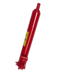 Red 8-ton hydraulic long-ram jack with clevis base and single-piston pump for automotive lifts