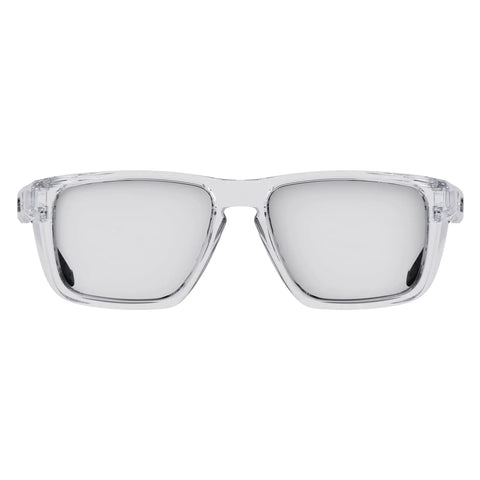 Sixteen Safety Glasses With Integrated Side Shields And Slick Anti Fog Lens That Handles Every Blue Collar Grind Features Ansi Certified Impact Protection And Includes A Microfiber Wipe For Keeping Your Eyewear Spotless After Long Shift Days front view of clear polycarbonate safety glasses with integrated side shields.