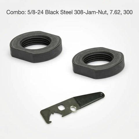 Top Shelf 5 8 24 Black Steel Jam Nut Pair Made For 308 And 7 62 Rifle Systems Featuring A Durable Black Oxide Coating And Precision Cnc Build To Lock Hardware Securely While Keeping Every Range Session Running Smooth As Silk