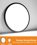 4 Pack LED Flush Mount Ceiling Lights Black 9 Inch 24W Ultra Slim Not Dimmable Daylight 5000K 216 Sq Ft Coverage