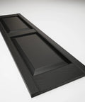 Two Equal Panel Vinyl Shutters 12 Inch Wide By 31 Inch High Black With Raised Panel Design Includes Shutter Loks And Screws Per Pair Easy DIY Install Durable Molded Through Color