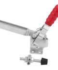 Beefy Lever Clamp Quick Release 500 Lbs Heavy Duty Clamp For Metalworking And Parts Clamping 227Kg Capacity Easy Install Four Flat Double Rocker Design For Stable Support, silver metal lever clamp with red handle and mounting bolt