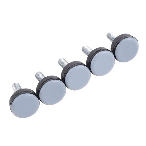 Close-up of five Twenty Piece PTFE Furniture Sliders With M6 Thread For Tables And Chairs Cabinets Smooth Glide Anti Scratch Levelers