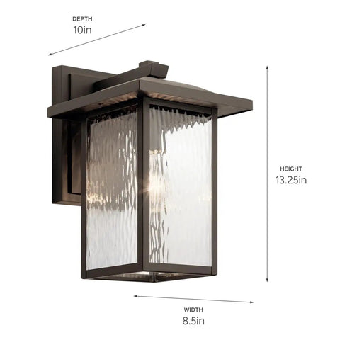 Capanna Outdoor Wall Light In Olde Bronze With Clear Water Glass, 1 Light Weatherproof Exterior Sconce For Porch And Patio