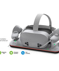 Magnetic Fast Charging Dock For Quest 3S Headset And Controllers with 2 Rechargeable Batteries, sleek nightstand design