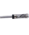 Ultra Durable Tungsten Carbide Double Bearing Spiral Flush Trim Router Bit With 1/4 Shank And 1/2 Cut Diameter, side view showing spiral design.