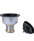 Three And A Half Inch Deep Cup Kitchen Sink Drain Assembly In Matte Black Finish, 304 Stainless Steel Build With Fixed Post Basket