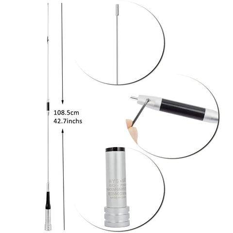 Dual Band Ham Radio Antenna For Cars And Trucks, 144 And 430 MHz, 42.7 Inch Length with base close-up