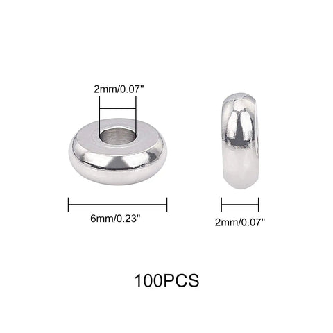 High Quality 304 Stainless Steel Spacer Beads 100 Pack 6Mm Round Metal Discs With 2Mm Center Hole For Dope Diy Bracelet Builds And Fresh Jewelry Crafting Projects