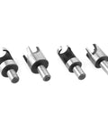 Top Shelf Carbon Steel Wood Plug Cutter Set Featuring Straight And Tapered Bits From Quarter To Five Eighth Inches for woodworking.