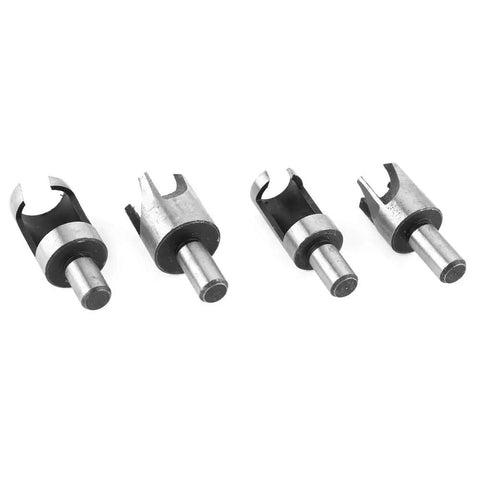 Top Shelf Carbon Steel Wood Plug Cutter Set Featuring Straight And Tapered Bits From Quarter To Five Eighth Inches for woodworking.