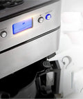 Fully Automatic Coffee Machine For Home Or Commercial Use Built Tough With Food Grade Stainless Steel Dual Purpose Drip Espresso Maker control panel close-up.