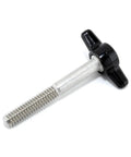 Quarter Inch Twenty Coarse Thread Thumb Screws With Black Comfort Grip Tee Knobs Heavy Duty Stainless Steel Fasteners close-up view.