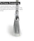 Heavy Duty Angle Broom Featuring Rigid Bristles And An Extended Handle That Smashes Through Stubborn Dirt And Leaves On Patios Garages And Commercial Floors Like Butter, close-up of bristle head.