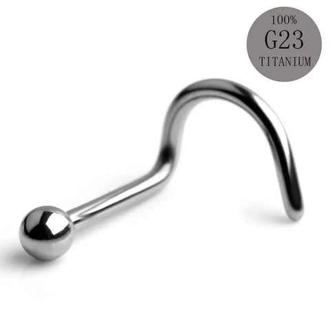 Top Shelf Grade 23 Titanium Nose Stud Screw For 18 Gauge Facial Piercing Antiallergic Body Jewelry with smooth ball end.