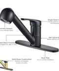 Matte Black Low Profile Kitchen Faucet With Pull Out Sprayer One Handle Design For Bar Sinks Easy Fill And Rinse Anti Fingerprint