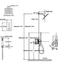 Technical drawing of Rain Shower System With Handheld Spray, 10 Inch Wall Mounted Luxury Showerhead Set In Brushed Gold, Valve And Trim Kit Included