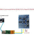 Diagram of 12 Channel Mixed IO Module for PLC Control With 4 Analog Inputs, 4 Digital Inputs, 4 Digital Outputs, RS485 Modbus RTU.