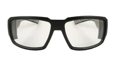 Clear Safety Glasses For Men And Women With Matte Black Frame And Clear Lens ANSI Z87 Plus Compliant Front View