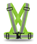 Road Ready Heavy Duty High Vis Safety Strap Vest Engineered For Day Shift Workers Demanding Peak Night Glow showing vibrant green color and reflective straps.