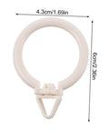 Plastic Roman Curtain Ring with dimensions, part of a 48 Pack with Smooth Glide Hanging Hooks for Drapes and Screens