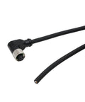 M12 A Coded 4 Pin Female Cable with Right Angle Aviation Connector to Open Wire Leads, Shielded Industrial Sensor Actuator Encoder Cable